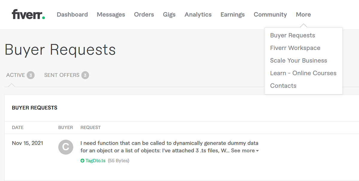 Fiverr inbox