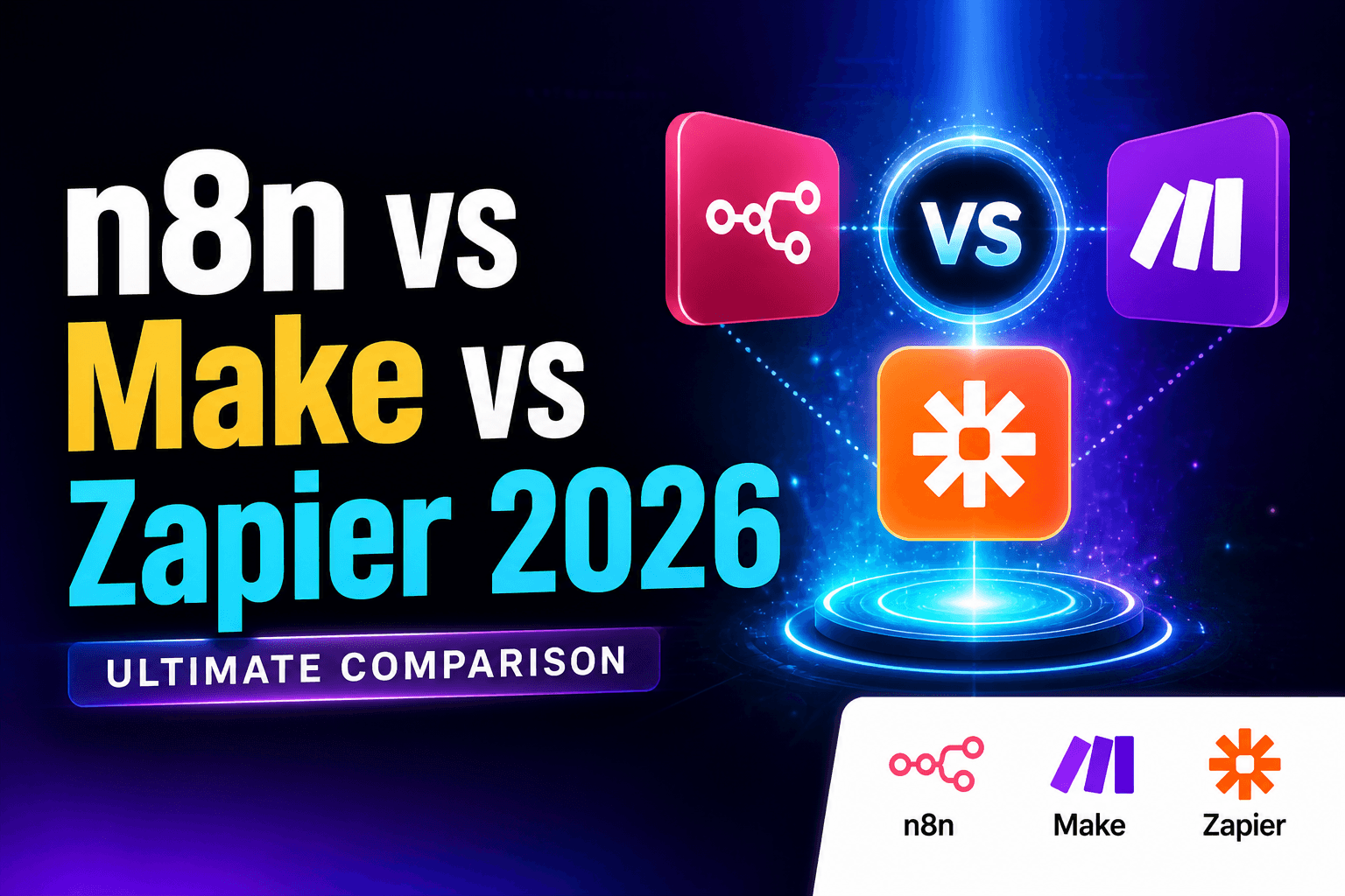 n8n vs Make vs Zapier 2026 — Full Comparison Guide