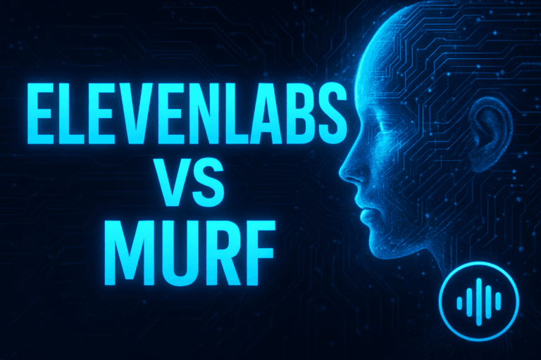 ElevenLabs vs Murf AI side-by-side voice studio dashboard comparison